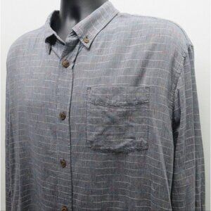 Prana Mens Grey Cotton Grid button Down Casual Shirt L